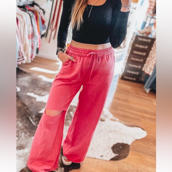 27 French Terry 100% cotton wide Leg Pants with side Pockets - Picture 1 of 3